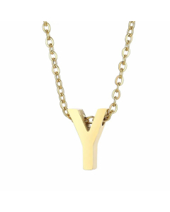 Fashion Letter Plating Pendant Stainless Steel Titanium Steel Necklace Colorza CA07830098-Gold Color-Y