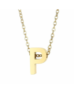 Fashion Letter Plating Pendant Stainless Steel Titanium Steel Necklace Colorza CA07830098-Gold Color-P