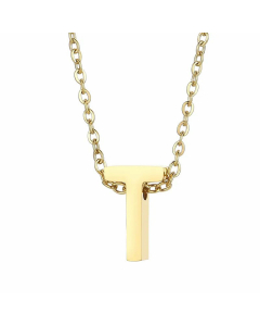 Fashion Letter Plating Pendant Stainless Steel Titanium Steel Necklace Colorza CA07830098-Gold Color-T