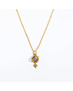 Sweet Planet Star Inlay Zircon Pendant Stainless Steel Necklace Colorza CA07830101