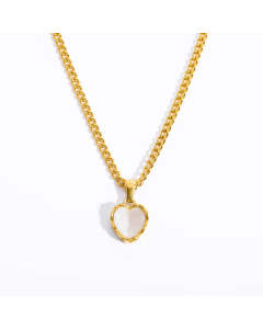 Texture Inlay Natural Stone Heart Shape Stainless Steel Titanium Steel Colorza CA07830107