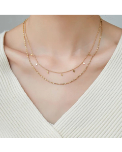 Sweet Solid Color Layered Chain Titanium Steel Necklace CA07830108