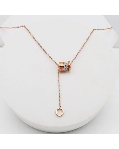 Classic Small Waist Tassel Titanium Steel Polishing Zircon Necklace CA07830111