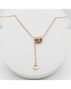 Classic Small Waist Tassel Titanium Steel Polishing Zircon Necklace CA07830111