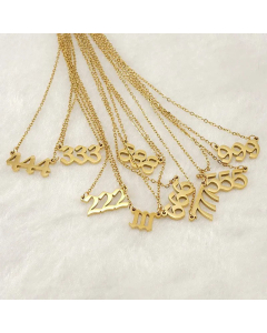 Minimalism Number Stainless Steel Titanium Steel Plating Pendant Necklace Colorza CA07830115