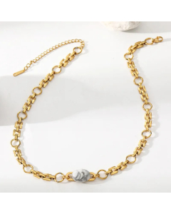 Natural Stone Stainless Steel Plating ZirconSnake Earrings Necklace CA07830123