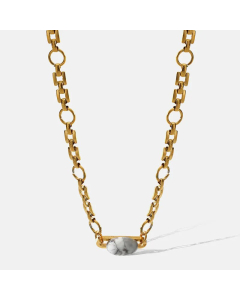 Natural Stone Stainless Steel Plating ZirconSnake Earrings Necklace CA07830123