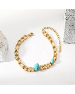 Vintage Layered Plating Natural Stone Stainless Steel Necklaces CA07830124