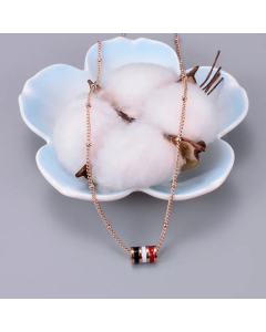 Enamel Waist Pendent Titanium Steel Beads Chain Plating Necklace CA07830126
