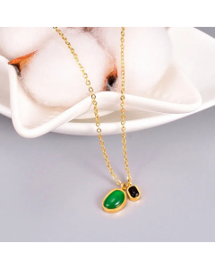 Fashion Irregular Plating Inlay Agate Pendant Titanium Steel Necklace CA07830127
