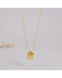 Chinoiserie Longevity Lock Hollow Out Pendant Titanium Steel Plating Necklace CA07830132