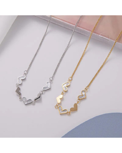Sweet Heart Shape Inlaid Shell Titanium Steel Necklace CA07830143