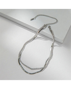 Minimalism Geometric Titanium Steel Inlaid Zircon Necklace CA07830145