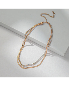 Minimalism Geometric Titanium Steel Inlaid Zircon Necklace CA07830145
