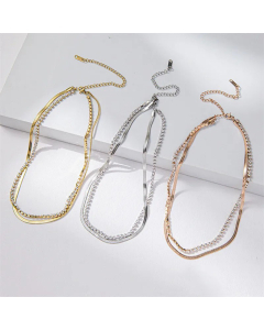 Minimalism Geometric Titanium Steel Inlaid Zircon Necklace CA07830145