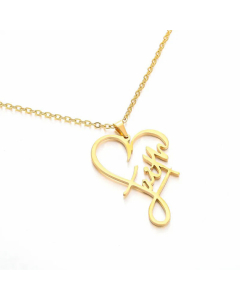 Sweet Hollow Out Letter Heart Shape Pendant Stainless Steel Necklace CA07830148