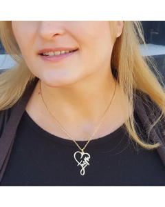 Sweet Hollow Out Letter Heart Shape Pendant Stainless Steel Necklace CA07830148