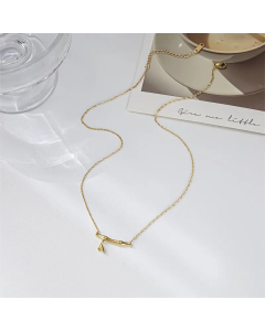 Fashion Bamboo Stainless Steel Irregular Heart Charm Necklace CA07830149