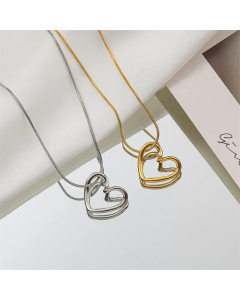 Minimalism Hollow Out Heart Shape Pendent Titanium Steel Plating Necklace CA07830152
