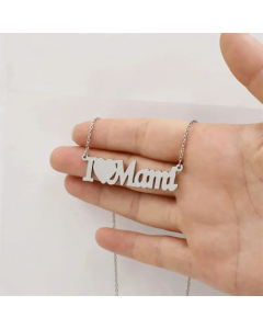 I Love MAMA Letter Heart Shape Titanium Steel Plating Necklace CA07830158