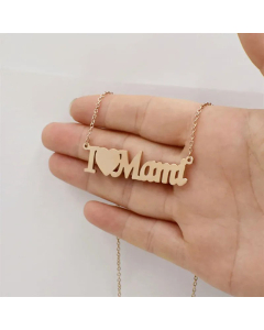 I Love MAMA Letter Heart Shape Titanium Steel Plating Necklace CA07830158