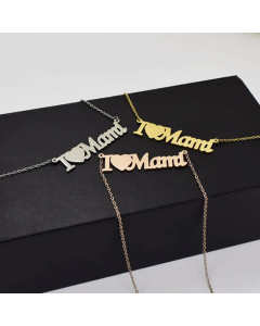 I Love MAMA Letter Heart Shape Titanium Steel Plating Necklace CA07830158