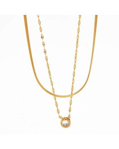 Minimalism Gemstone Pendent Stainless Steel Layered Necklace CA07830160