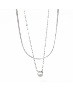 Minimalism Gemstone Pendent Stainless Steel Layered Necklace CA07830160