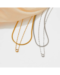 Minimalism Gemstone Pendent Stainless Steel Layered Necklace CA07830160
