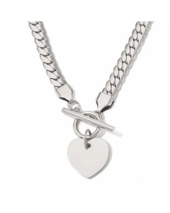 OT Buckle Heart Shape Stainless Steel Plating Pendant Necklace CA07830161