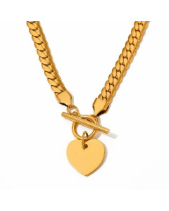 OT Buckle Heart Shape Stainless Steel Plating Pendant Necklace CA07830161