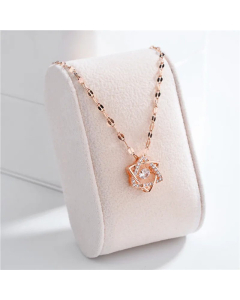 Refined Pentagram Bear Crown Plating Inlay Zircon Titanium Steel Pendant Necklace CA07830164