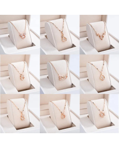 Refined Pentagram Bear Crown Plating Inlay Zircon Titanium Steel Pendant Necklace CA07830164