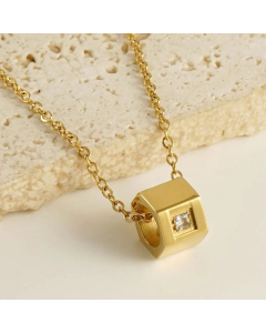 Fashion Hexagon Plating Inlay Zircon Stainless Steel Titanium Steel Necklace CA07830165