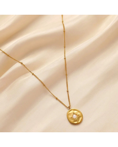 Retro Round Snake Eye Heart Pendent Titanium Steel Plating Necklace CA07830168