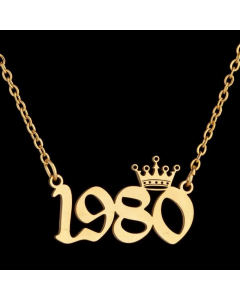 Fashion Number Years Pendent Stainless Steel Plating Necklace CA07830171-Gold Color-01