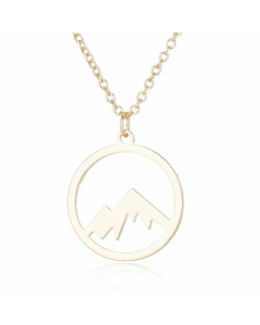 Hollow Out Round Mountain Titanium Steel Pendant Necklace CA07830174