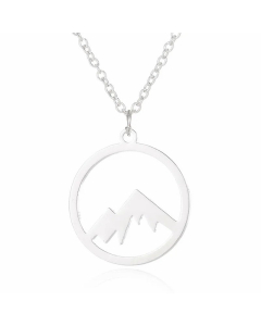 Hollow Out Round Mountain Titanium Steel Pendant Necklace CA07830174