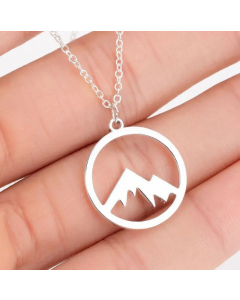 Hollow Out Round Mountain Titanium Steel Pendant Necklace CA07830174