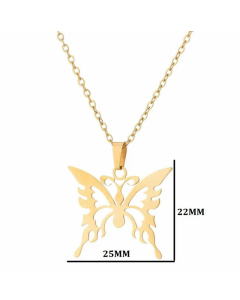 Minimalism Hollow Out Butterfly Pendent Stainless Steel Plating Necklace CA07830177-Gold Color-01