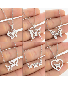 Minimalism Hollow Out Butterfly Pendent Stainless Steel Plating Necklace CA07830177