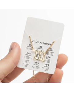 Hollow Out Number Plating Pendant Stainless Steel Necklace CA07830179-Gold Color-01