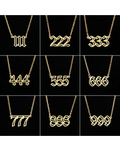 Hollow Out Number Plating Pendant Stainless Steel Necklace CA07830179