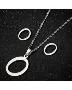 1 Set Hollow Out Letter Pendant Titanium Steel Plating Necklace CA07830180-Steel Color-O