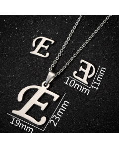 1 Set Hollow Out Letter Pendant Titanium Steel Plating Necklace CA07830180-Steel Color-E