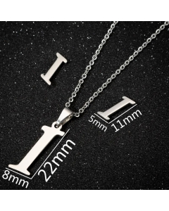 1 Set Hollow Out Letter Pendant Titanium Steel Plating Necklace CA07830180-Steel Color-I