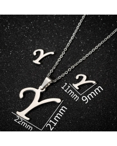 1 Set Hollow Out Letter Pendant Titanium Steel Plating Necklace CA07830180-Steel Color-Y