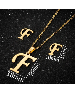 1 Set Hollow Out Letter Pendant Titanium Steel Plating Necklace CA07830180-Gold Color-F