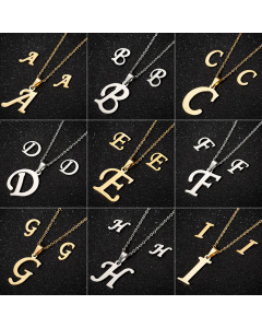 1 Set Hollow Out Letter Pendant Titanium Steel Plating Necklace CA07830180