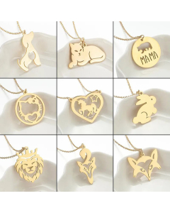 Minimalism Hollow Out Animal Pendant Stainless Steel Titanium Steel Necklace CA07830181